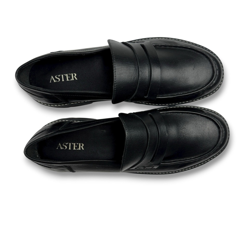 Aster Lug Sole Penny Loafers Womens Size 11 Black Leather Chunky Academia Y2K - Picture 10 of 11